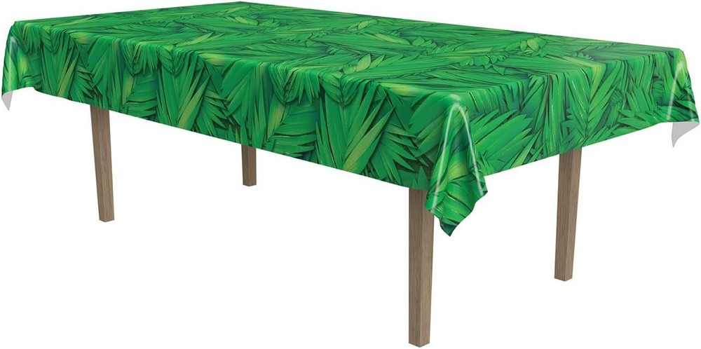 Palm Leaf Plastic Tablecloth Hawaiian Greenery Luau Party