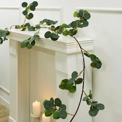 Lighted Eucalyptus Garland Battery Operated with Timer – 6.56Ft 96 Artificial…