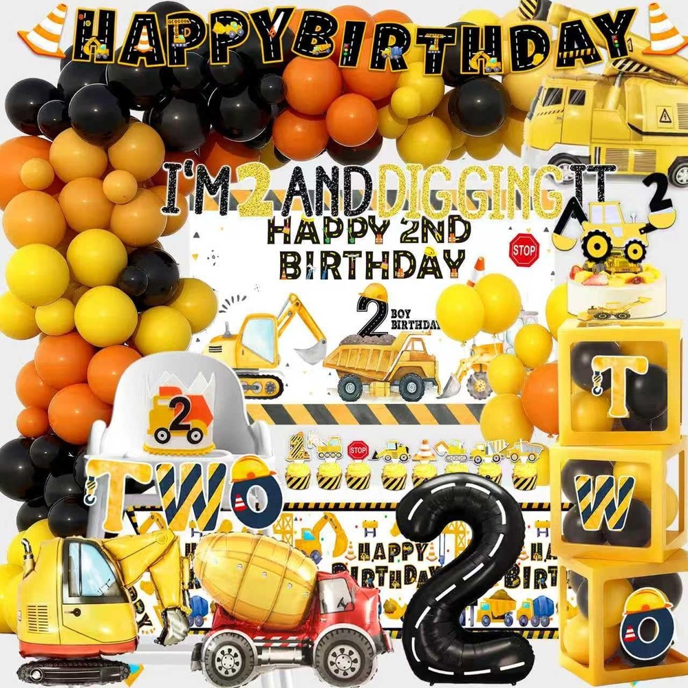 Construction 2nd Party Supplies Boy Dump Truck Digger Zone 2nd Decorations in…