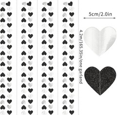 Eco-Friendly 52ft Heart Garland in Black & Silver – Hang for Every Occasion