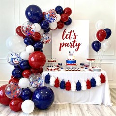Red White and Blue Balloon Arch Kit – 129 pcs Red and Blue Confetti Balloon,N…