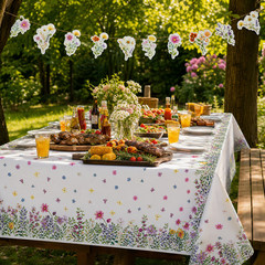 Floral Party Decorations Set Wildflower Tablecloth and Banner Birthday Wedding
