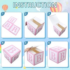 4 Pcs Baby Boxes with Letters for Baby Shower Party Rainbow Box Decor Candy