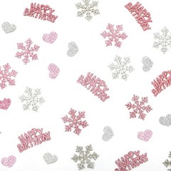 Blopee Pink Silver Snowflake Happy Birthday Confetti for Table – 200PC Glitte…