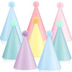 24 PCS Rainbow Party Hats Pastel Rainbow Themed Paper Hats Pastel Party Birth…