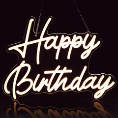 Happy Birthday Neon Sign 16.5″ x 12.2″, Small Neon Happy Birthday Sign for Ba…