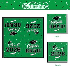 2026 Disposable Graduation Party Plates and Napkins – Green, Black, White