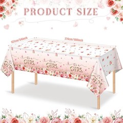 1 Pack Floral Baby Shower Tablecloth Decorations, It’s a Girl Baby Shower