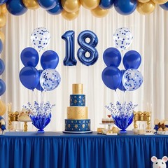 Royal Blue Balloon Table Centerpiece Kit, 6 Set Blue Balloon Stands for Table…