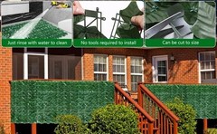 3M Artificial Green Leaf Fence Panel Faux Privacy Screen Garden Balcony Outdoor