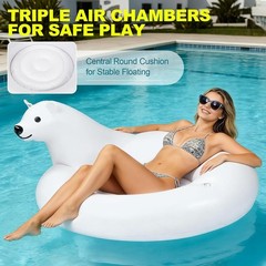 Inflatable Polar Bear Pool Float, Giant 59in Adult Size Inflatable Animal, Dr…