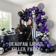 Purple and Black Silver Balloon Garland arch kit with Star foil Balloons for …