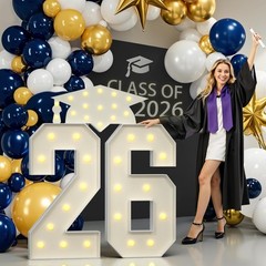 2026 Graduation Party Decorations – 4FT Light-Up Number 26 in White
