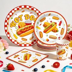 Vibrant Hot Dog Party Supplies Set – 191 Pieces for Memorable Celebrations