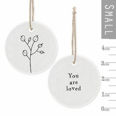 Mini Porcelain Hanging Tag – You Are Loved Tag – East Of India