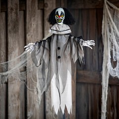 Morris Costumes 3 ft Hanging Animated Black & White Clown Decoration – White