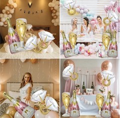 4pcs Diamond Engagement Ring Mylar Balloons, Marriage Engagement and Wedding Bri