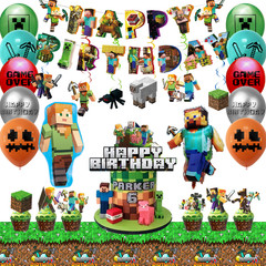 Minecraft Birthday Party Supplies,52Pcs Minecraft Decorations Banners Tablecloth