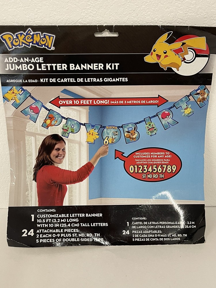 Pokemon Add an Age Happy Birthday Jumbo Letter Banner Kit