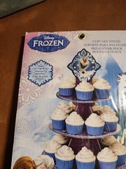 New Disney Frozen Cupcake Stand Wilton 3 Tier Holder w/ Anna Elsa Olaf Holds 24