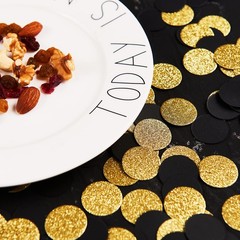 300 PCS 1 Inch Black Gold Paper Circle Dots Glitter Party Table Confetti