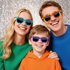 24 Pack Pixel Sunglasses, 8 Colors Video Game Style Glasses Party Favors for …