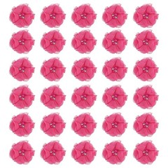 30Pcs 2″ Chiffon Flowers with Rhinestone Pearl Sewing Fabric Flowers, Rose Red