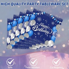 Birthday Decorations Kit Navy Blue Silver 18th Tableware Party Supplies