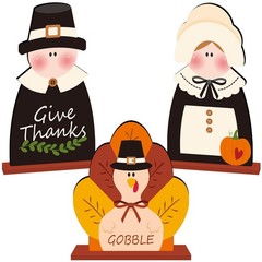3Pcs Thanksgiving Decorations Wooden Table Centerpiece Table
