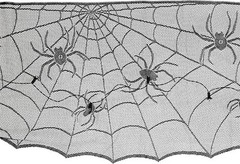 Amscan Halloween Lace Mesh Mantle Scarf with Spiders Party Supplies Black