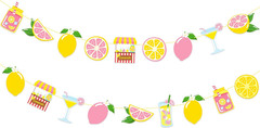 2Pcs Pink Lemonade Party Banners Lemon Citrus Garland, Summer Fruit Lemonade Sta