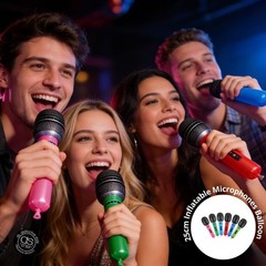 Durable Inflatable Microphones – Set of 6 in Random Colors for Karaoke & Parties