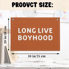 Long Live Boyhood Banner – Boy Room Decor Linen Banner Hanging Flag Retro Pin…