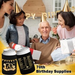 Premium 70th Birthday Party Can Coolers – 12 Neoprene Sleeves in Stylish Design