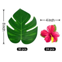 60Pcs Tropical Party Decorations Supplies Palm Middle, Multi Color