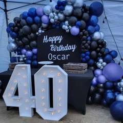 Blue and Black Balloons, Navy Blue and Silver Balloons Metallic Silver Dark B…