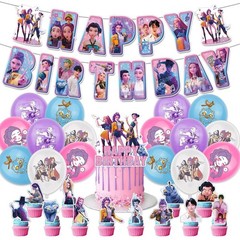 KPop Devil Hunters Birthday Party Supplies Set Decor Balloon Banner Cake Topper
