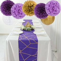 Purple Gold Party Decorations 15Pcs Paper Flowers Lanterns Tissue Pom Poms Honey