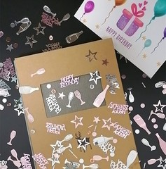 Happy Birthday Confetti Rose Gold Silver Metal Foil Colorful Sequins Table