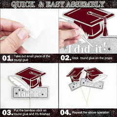 Graduation Decorations Maroon/Maroon White Silver Graduation Party Decorations 2