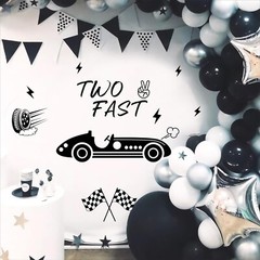 Two Fast Birthday Party Stickers for Backdrop Decal Balloon Arch Decor 2nd Bi…