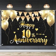 6x4ft Happy 10th Anniversary Banner Backdrop – 10 Wedding Anniversary Decorat…