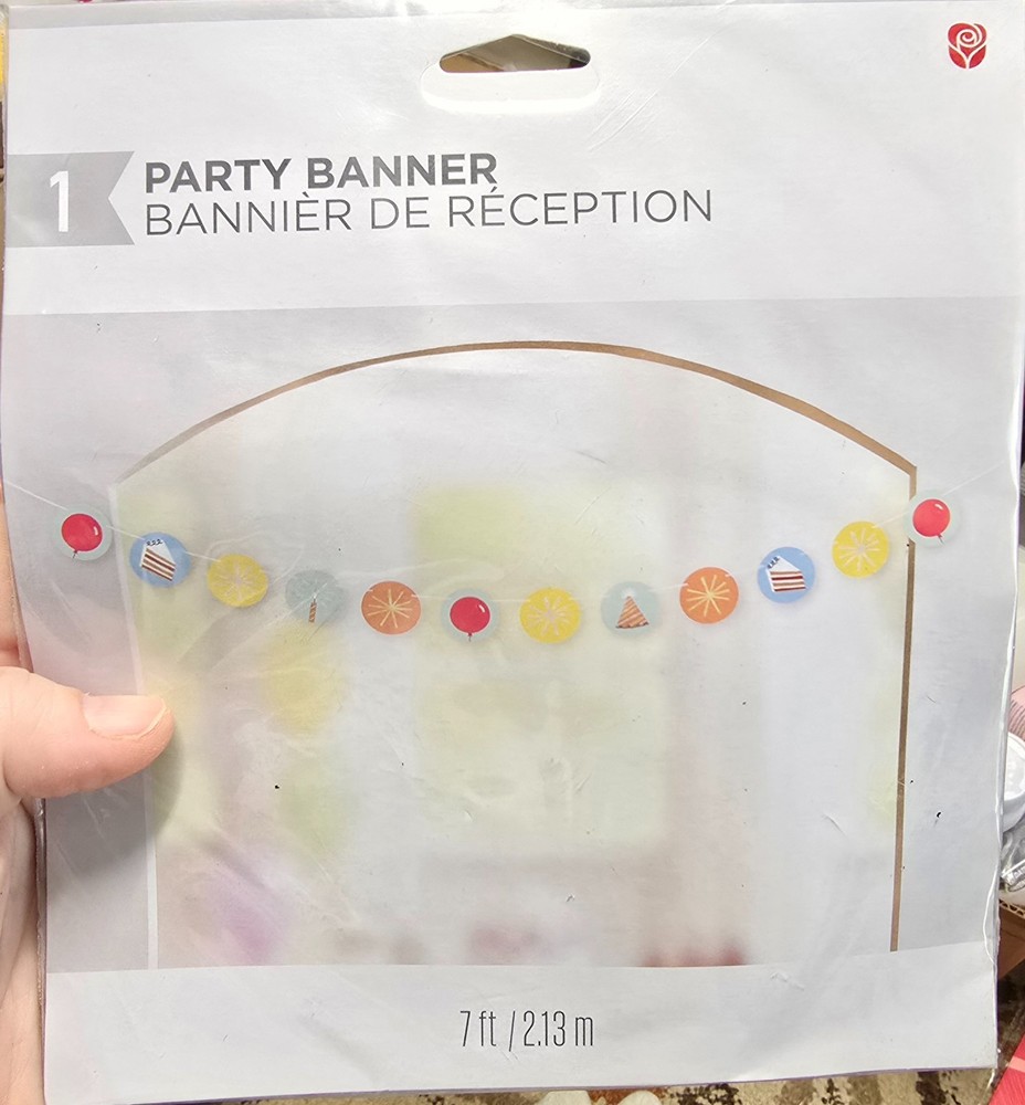 American Greetings 1 Party Banner 7ft Long Balloon Candle Star Cake Hat Pictures