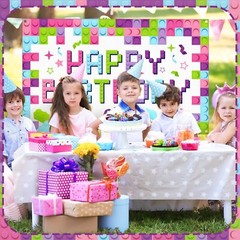 6 x 3.6 ft Building Blocks Birthday Banner Blocks Birthday Fabric Photography…