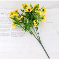 Silk and Plastic Yellow Sunflower Bouquet 15 pcs for Indoor Outdoor Use