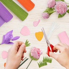 42 PCS Crepe Paper Flower Kit Roll Floral Tape Iron Wire Wedding Craft DIY