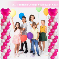 4 Set Heavy-Duty Balloon Column Stand Kit for Floor, 6.6Ft Adjustable Metal Tele