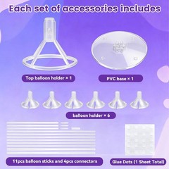 4 Sets Balloon Stand Kit For Table, Balloon Sticks with Base Birthday Graduat…