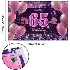65th Birthday Decorations for Girls Happy Birthday Banner Pink Decorations fo…