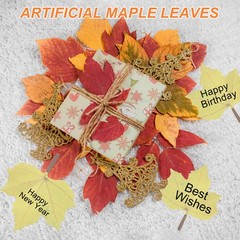 300 x Artificial Maple Leaves Cutouts Leaf Red Yellow Green with Glue 2.8×3.3″
